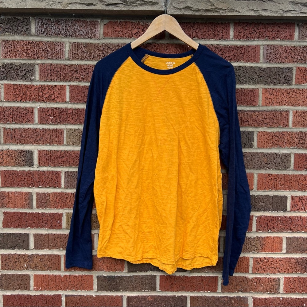 RHODE Mustard Yellow and Navy Blue Lived-In Long Sleeve Tee Shirt